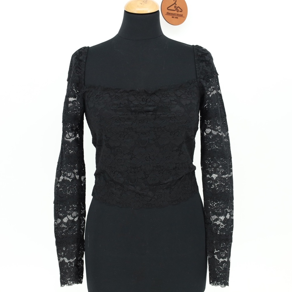 GUESS Long Sleeve Lace‎ Fairy Grunge Top Small Black Whimsigoth Dark Romantic
